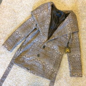 Jack by BB Dakota - Brown Aztec Patterned Coat - M